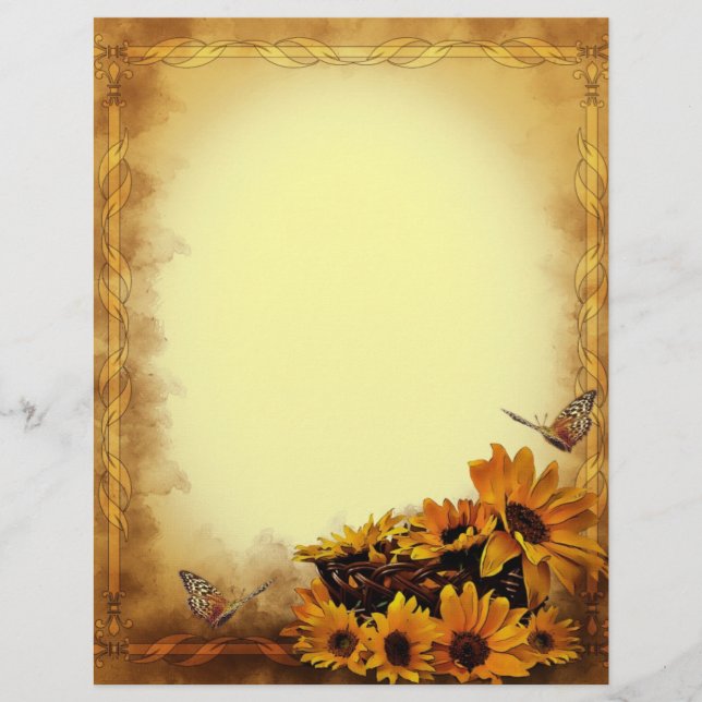 Lámina Mariposas y girasoles estacionarios (Anverso)