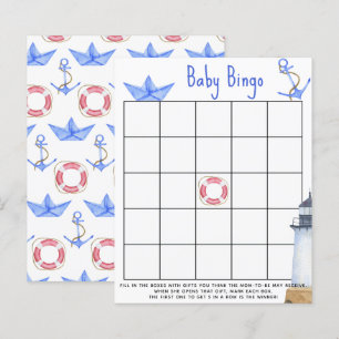 Lámina Marítimo acuarela - Juego de bingo para ducha bebé
