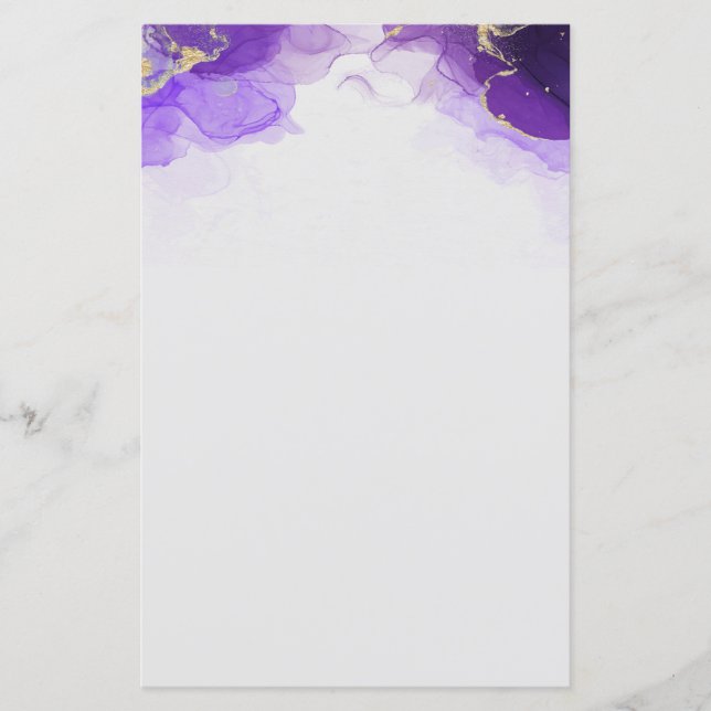 Lámina Mármol morado de color de agua Letterhead (Anverso)