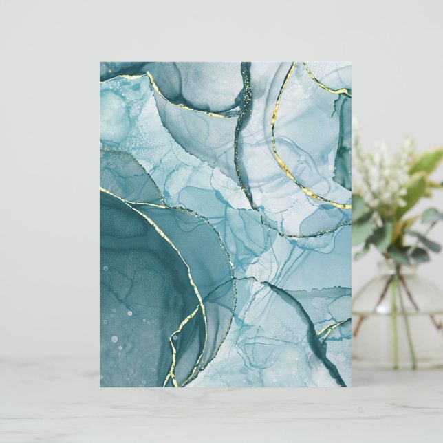 Lámina Mármol verde menta y dorado (Anverso de pie)