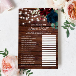 Lámina Marsala & Navy  Who Knows The Bride Best Game