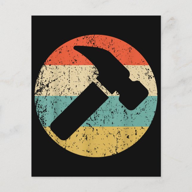 Lámina Martillo retro vintage carpintero (Anverso)