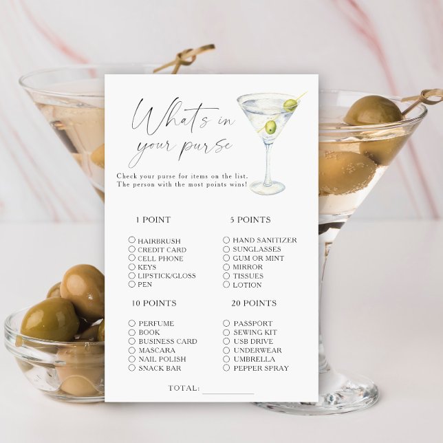 Lámina Martini Bridal Ducha Qué hay en tu bolso (Subido por el creador)