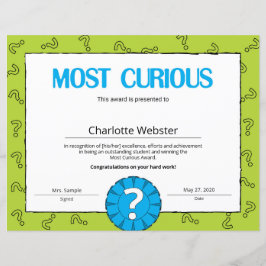 Lámina Más curioso Certificado de Logro PDF