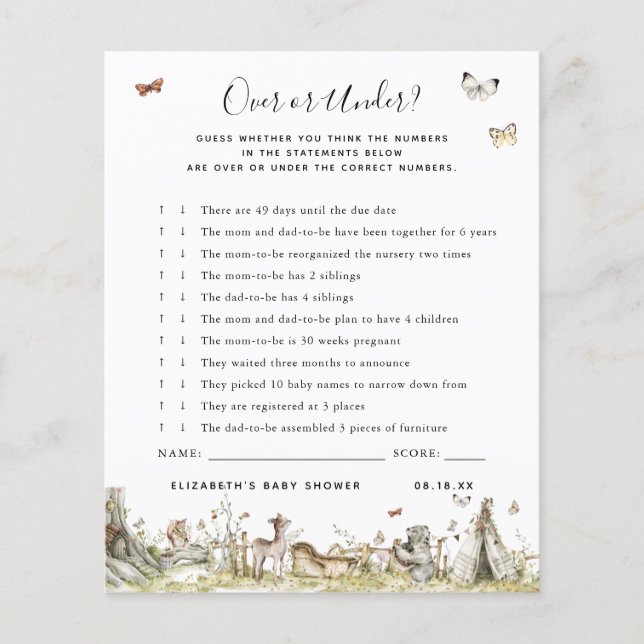 Lámina Más o menos | Juego Baby Shower (Anverso)