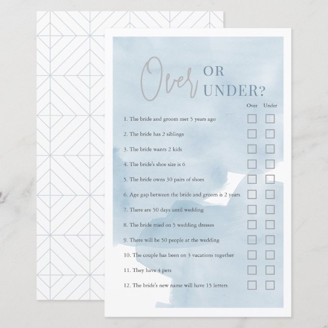 Lámina Más o menos juego de ducha de novia con cielo azul (Anverso / Reverso)