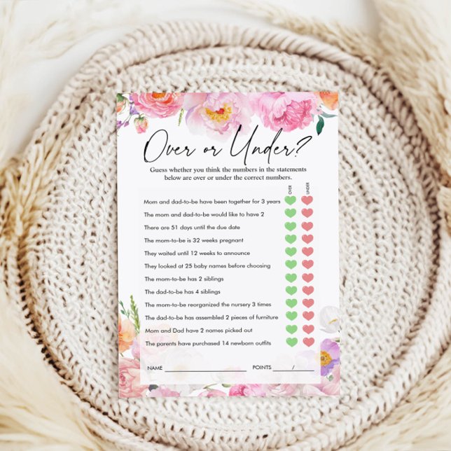 Lámina Más o menos juego | Juego Baby Shower (Subido por el creador)