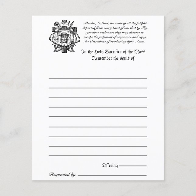 Lámina Masa católica: recuerdo de los muertos (Anverso)
