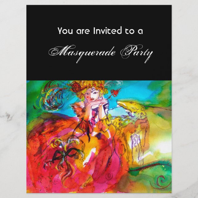 Lámina Máscara de carnaval de MIRANDOLINA / Veneciana (Anverso)