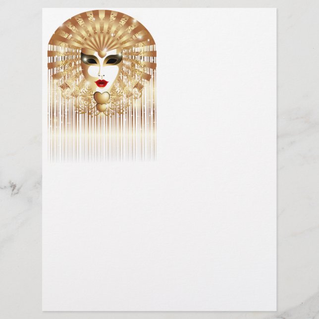 Lámina Máscara Fiesta del Carnaval de Venecia Dorada (Anverso)