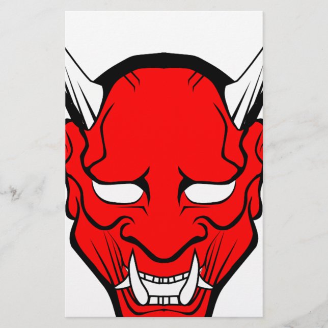 Lámina Máscara Roja Japonesa Hannya (Anverso)