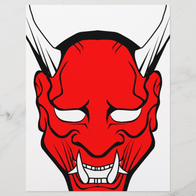 Lámina Máscara Roja Japonesa Hannya (Anverso)