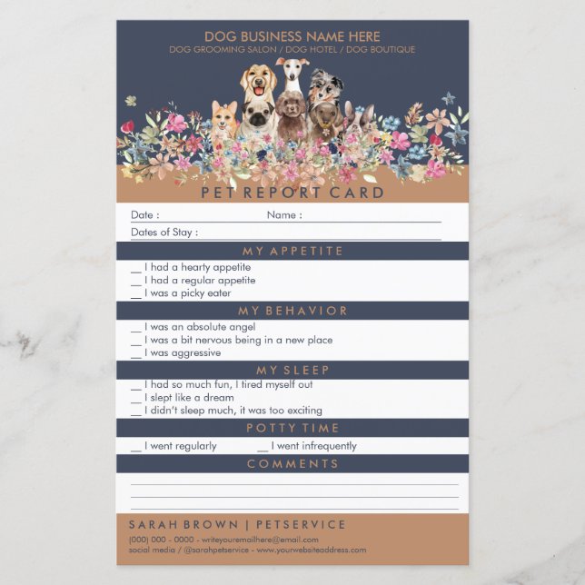 Lámina Mascotas Flores Moda Perros (Anverso)