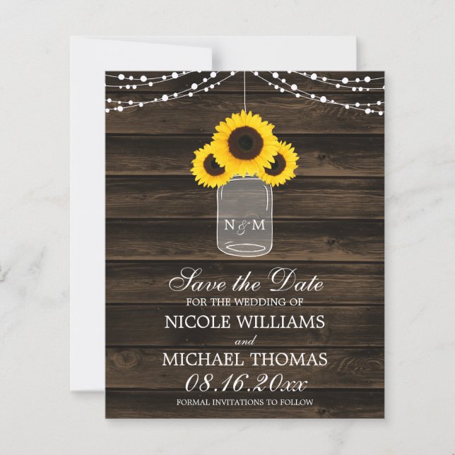 Lámina Mason Jar, flor de girasol ruso y presupuesto salv (Anverso)