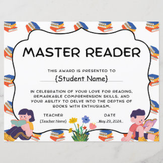 Lámina Master Reader Student Recognition Award