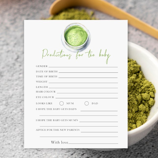 Lámina Matcha baby shower - predictions and advice baby (Subido por el creador)