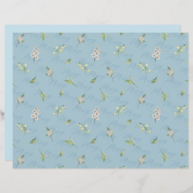 Lámina May Birth Month Flower Hawthorn Lily Del Valle (Anverso / Reverso)