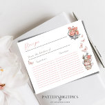 Lámina Me Da Un Juego De Ducha De Té Floral De Mariposas<br><div class="desc">Elegante me da mariposas Rubor Flores y mariposas silvestres rosadas y grises Flores y mariposas y tazas acuarela Floral alto Tea Brunch novia ducha Fiesta Gratuita Tarjeta de recetas de juego divertida</div>