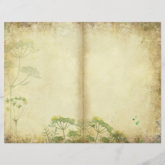Lámina Meadow Herbs Journal Page Scrapbook Paper (Anverso)