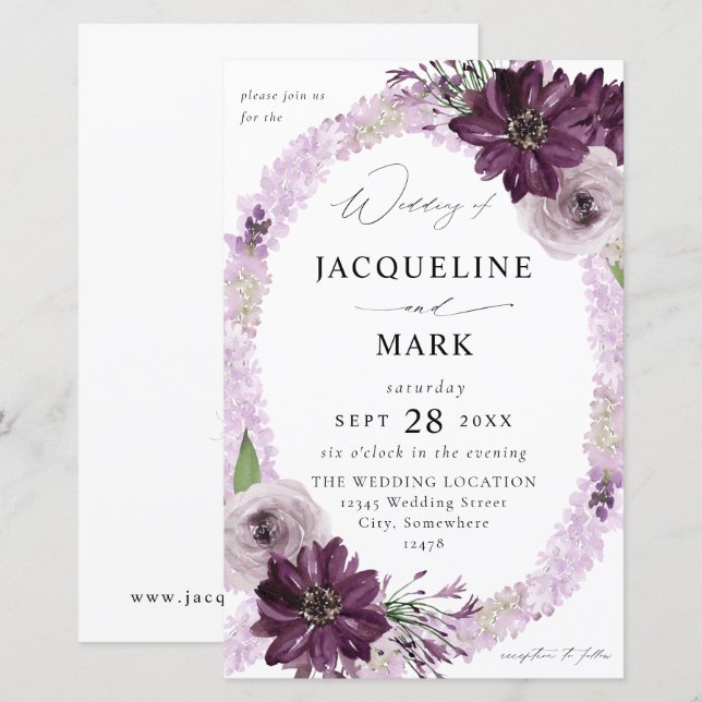 Lámina MED Boda de Anillo Floral Purple & Lavender (Anverso / Reverso)