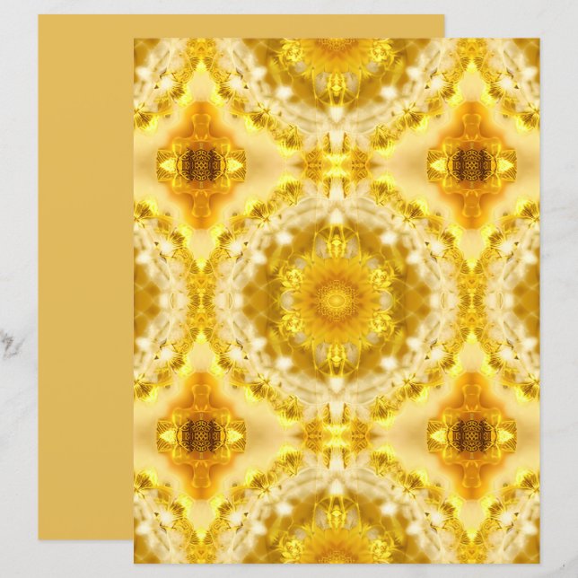 Lámina Medallón en el patrón de batik amarillo dorado de  (Anverso / Reverso)