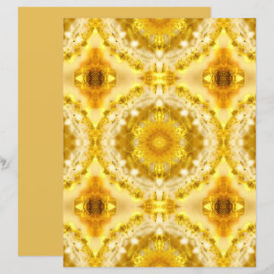 Lámina Medallón en el patrón de batik amarillo dorado de 