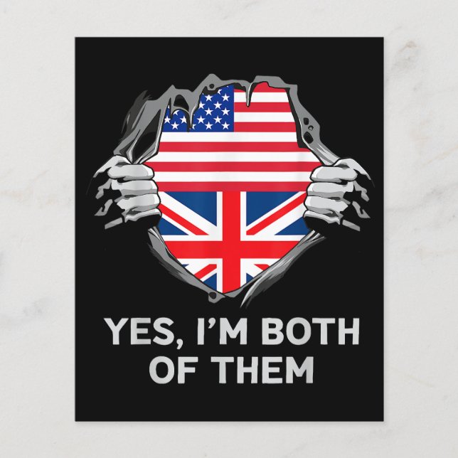 Lámina Media estadounidense mitad británica bandera de In (Anverso)