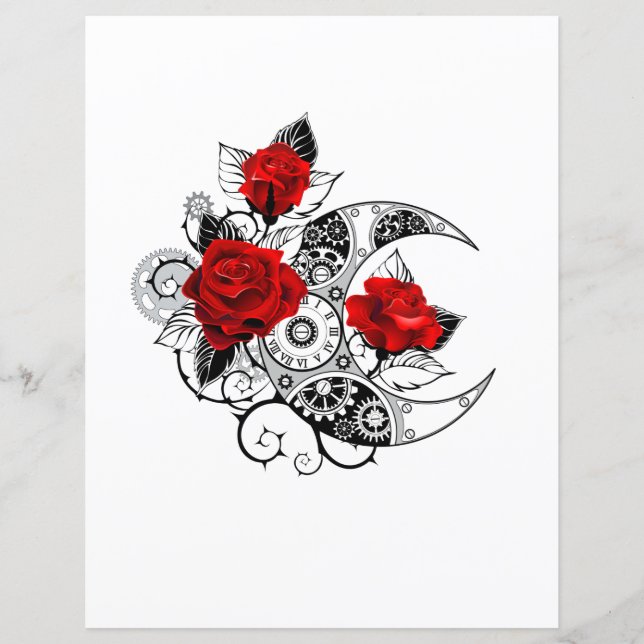 Lámina Media luna mecánica con rosas rojas (Anverso)