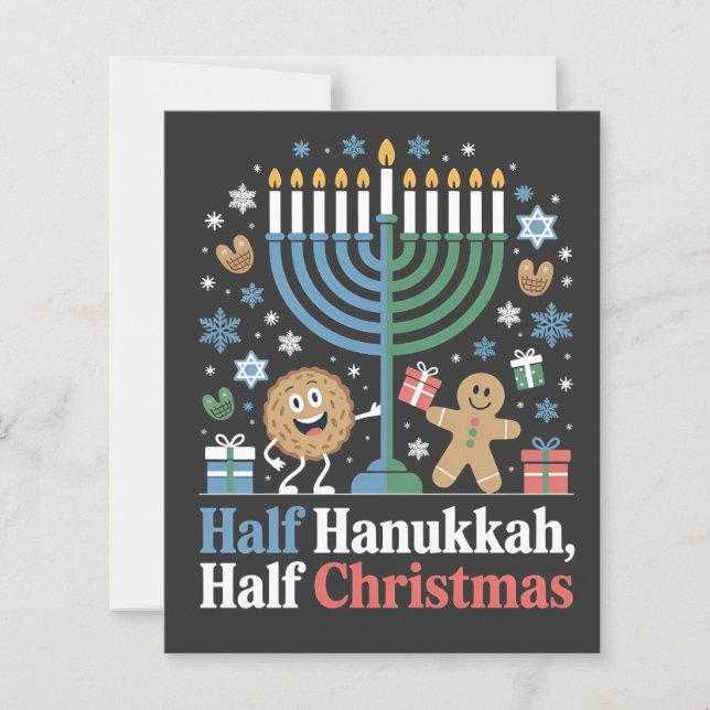 Lámina Medio Hanukkah mitad Navidades Funny Christmukkah (Anverso)