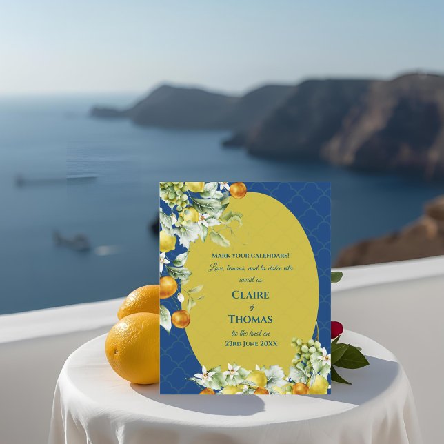 Lámina Mediterranean Citrus Luxe La Dolce Vita Wedding (Mediterranean Citrus Luxe La Dolce Vita Wedding Save the Date)