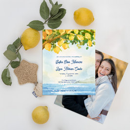 Lámina Mediterranean Coastal Photo Lemon Wedding Invite