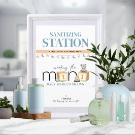Lámina Meet The Mini Blue Sanitizing Station Sign