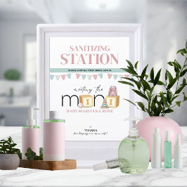 Lámina Meet The Mini Pink Sanitizing Station Sign