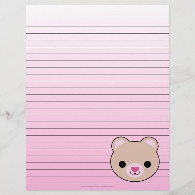 Lámina Mega Kawaii Bear Stationery (Anverso)
