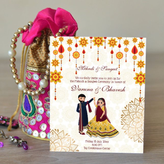 Lámina Mehndi sangeet invita a bailar una linda pareja in (Subido por el creador)