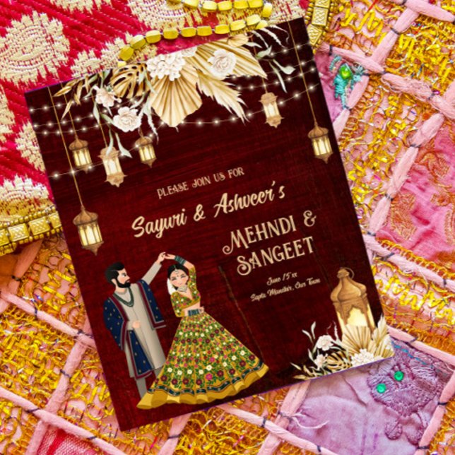 Lámina Mehndi Sangeet pareja de bailarines de maroon invi (Subido por el creador)