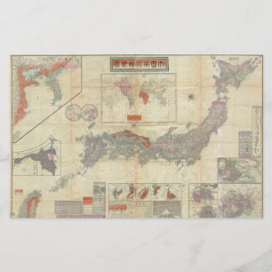 Lámina Meiji 28 Mapa japonés del Japón imperial de 1895