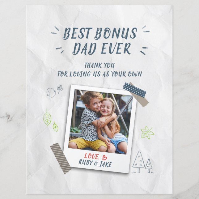 Lámina Mejor foto para niños del Día del Padre Bonus Dad (Anverso)