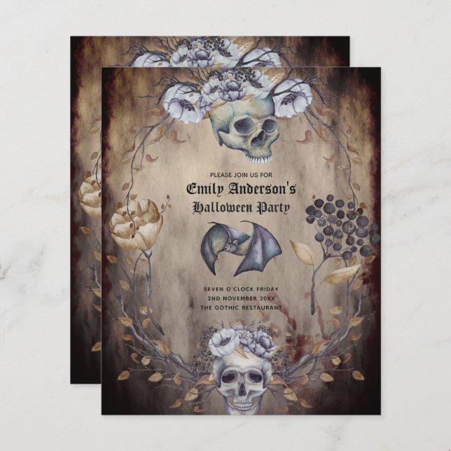 Lámina Mejor valor de HALLOWEEN Party Invitar cráneos (Anverso / Reverso)