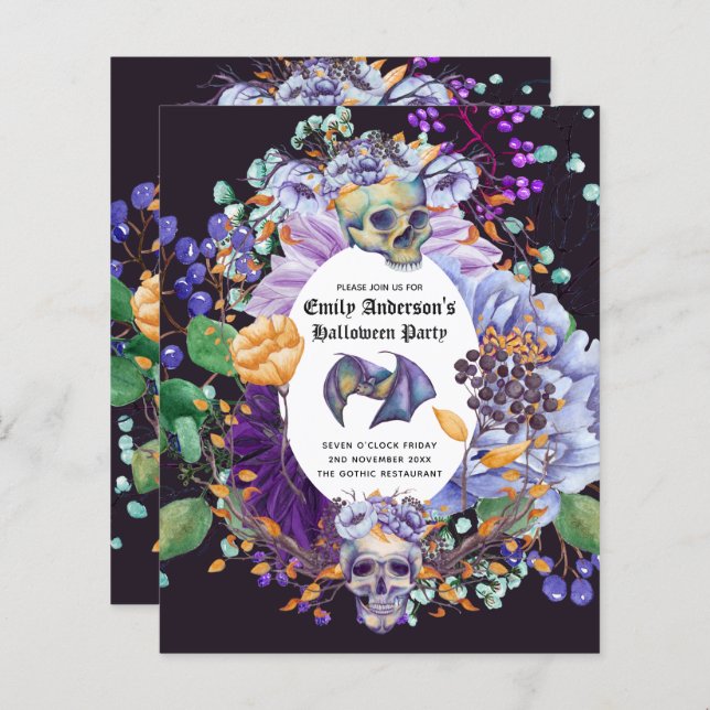 Lámina Mejor Valor HALLOWEEN Invitar Calaveras Calabazas  (Anverso / Reverso)