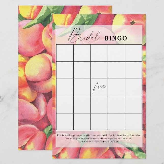 Lámina Melocotones - Juego de bingo para despedida de sol (Anverso / Reverso)
