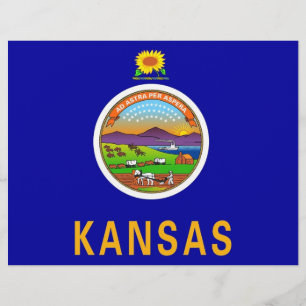 Lámina Membretado con la bandera de Kansas, EE. UU.