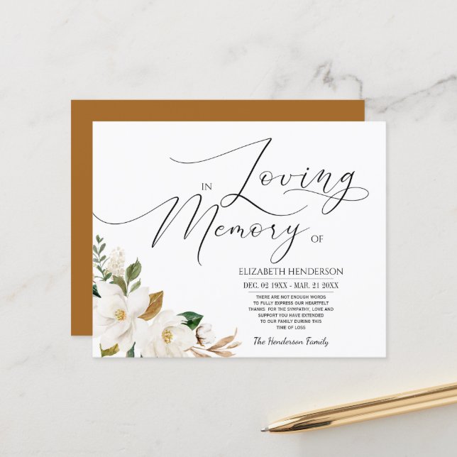 Lámina Memoria de simpatía floral presupuestal /Gracias. (Anverso/Reverso In Situ)