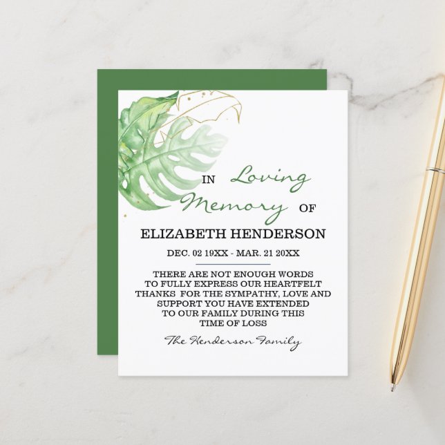 Lámina Memoria de simpatía/Gracias. (Anverso/Reverso In Situ)