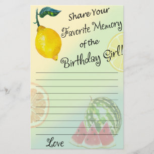 Lámina Memoria favorita de limón del Chica de cumpleaños