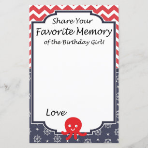 Lámina Memoria favorita del pulpo del Chica de cumpleaños