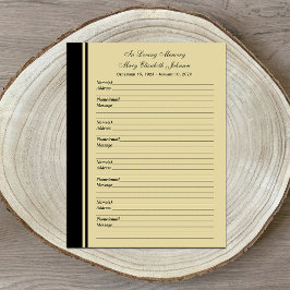Lámina Memorial Memorial Memorial Guest Book Filler Page 