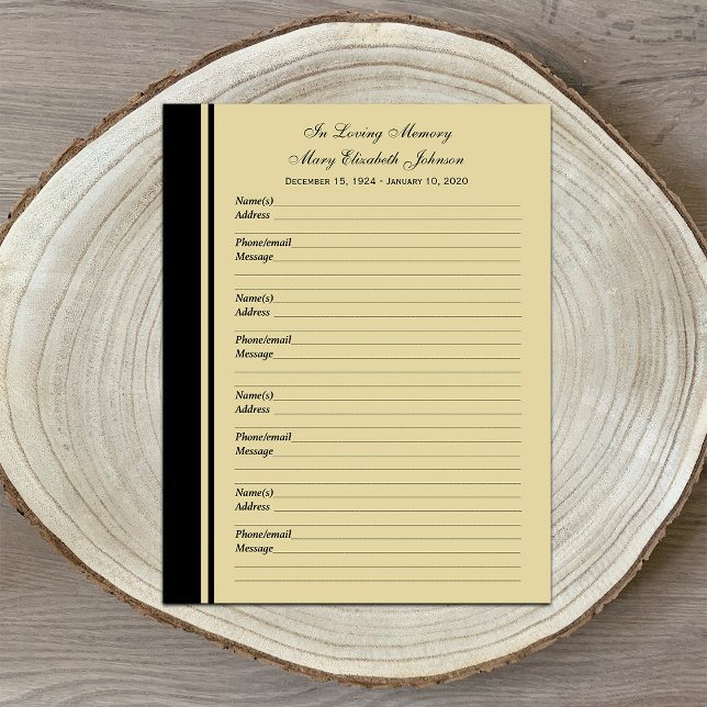 Lámina Memorial Memorial Memorial Guest Book Filler Page  (Subido por el creador)
