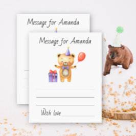 Lámina Mensaje de cápsula del tiempo de cumpleaños de oso