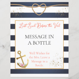 Lámina Mensaje de ducha de novia náutica en un Rótulo de 